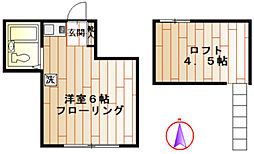JR総武線 東中野駅 徒歩10分の賃貸アパート 1階ワンルームの間取り