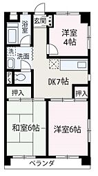 富士見マンション 3DKの間取図画像