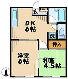 ファミーユ樹 2DKの間取図画像