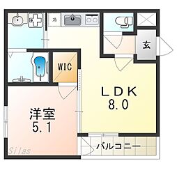 フジパレス若江岩田サウス 1LDKの間取図画像