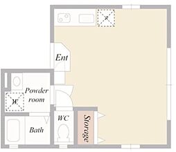 グランヴィラージュ 2階ワンルームの間取り