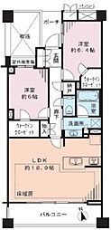 プラウド蘆花公園 4階2LDKの間取り