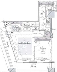 コンシェリア西新宿タワーズウエスト 5階1LDKの間取り