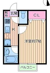 クライティリア竹ノ塚 2階1Kの間取り
