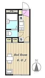 レオパレスグリーンライト 1Kの間取図画像