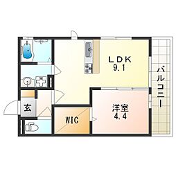 Osaka Metro中央線 高井田駅 徒歩18分の賃貸アパート 1階1LDKの間取り