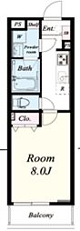 ヴィルヌーブ庄屋 1Kの間取図画像