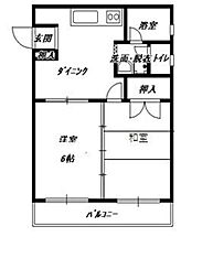 シャローム姪浜 2DKの間取図画像