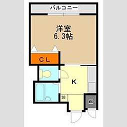 ハウス・パーク長居 1Kの間取図画像