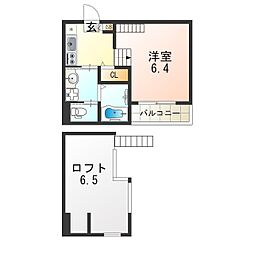レシアムール 1Kの間取図画像