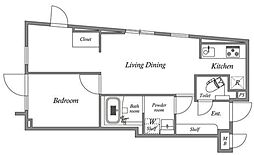 東急東横線 都立大学駅 徒歩8分の賃貸マンション 4階1LDKの間取り