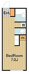 WKコートwatanabe-so 1Kの間取図画像