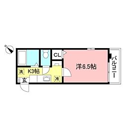 Ｓハイツ 2階1Kの間取り