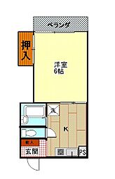 多摩都市モノレール 大塚・帝京大学駅 徒歩6分の賃貸マンション 3階1DKの間取り