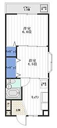 中央ハイツ 2DKの間取図画像