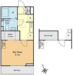 ヴィレッジ京成高砂サウスサイド 1階1Kの間取り