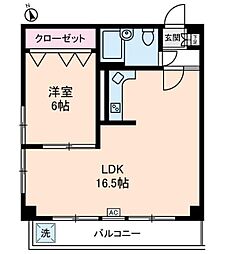美野マンション 1LDKの間取図画像