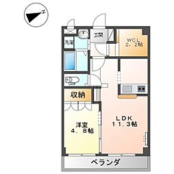コンフォース　マンテン　レジデンス 2階1LDKの間取り