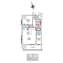 スプランディッドライズ新大阪ノース 2LDKの間取図画像