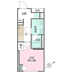 Fika大井町 3階1Kの間取り