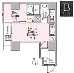 GrandeMaison浅草合羽橋 1LDKの間取図画像