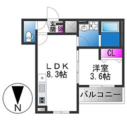 D porta twilight 1LDKの間取図画像