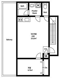 王子本町2丁目北棟 5階1LDKの間取り