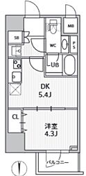 S-RESIDENCE住吉aquacht 1DKの間取図画像