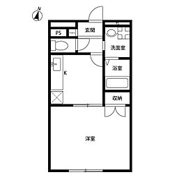 アムール琴2 1Kの間取図画像