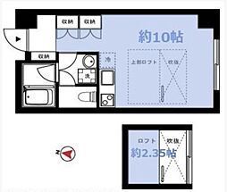 ルーエプラッツ三軒茶屋 3階ワンルームの間取り