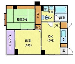 ゼントビル 3階2DKの間取り