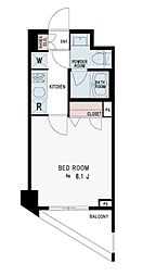 メイクスデザイン高田馬場 3階1Kの間取り