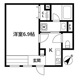 アリュイッテ柴又 1階1Kの間取り