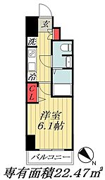 東京メトロ東西線 南行徳駅 徒歩3分の賃貸マンション 14階1Kの間取り