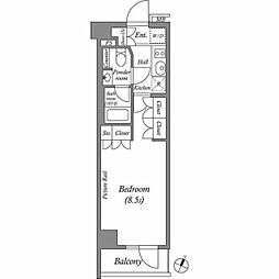 ルクレ西池袋 2階1Kの間取り