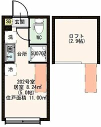 パークレジデンス久我山駅前 2階1Kの間取り