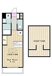 ルネス・グランドソレイユ 5階1Kの間取り