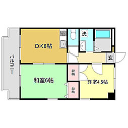 カームリヴ 2DKの間取図画像
