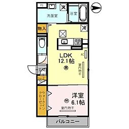 D-room repos 1階1LDKの間取り
