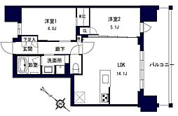 センチュリー千葉みなと 9階2LDKの間取り