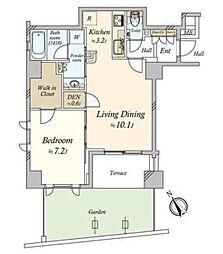 プレミスト不動前 1階1LDKの間取り