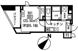 タイム西池 1Kの間取図画像