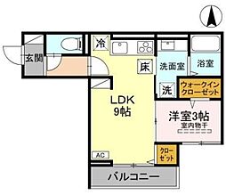D-Sereno富士見町 1階1LDKの間取り