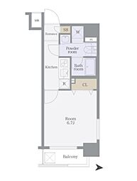 プレール・ドゥーク京橋 1Kの間取図画像
