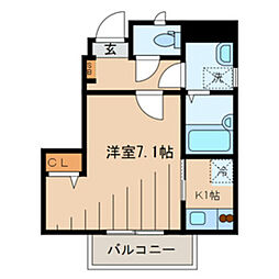 ピノーラ 1階1Kの間取り