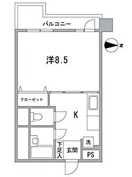 トーア錦糸町マンション 3階1Kの間取り