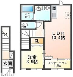 ソラナ 2階1LDKの間取り