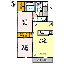 JR東海道・山陽本線 千里丘駅 徒歩10分の賃貸アパート 3階2LDKの間取り