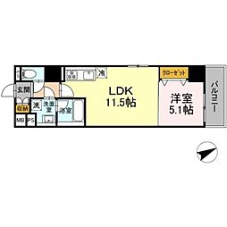 セントラル立川 1LDKの間取図画像