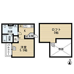 ＣＬＯＵＤ鳳 2階ワンルームの間取り